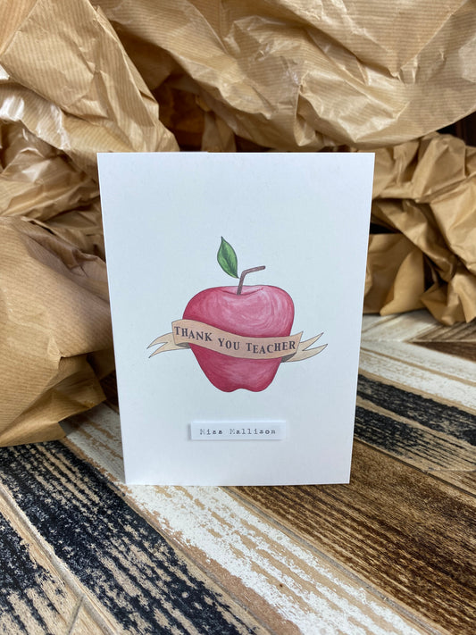 Personalised thank you teacher card