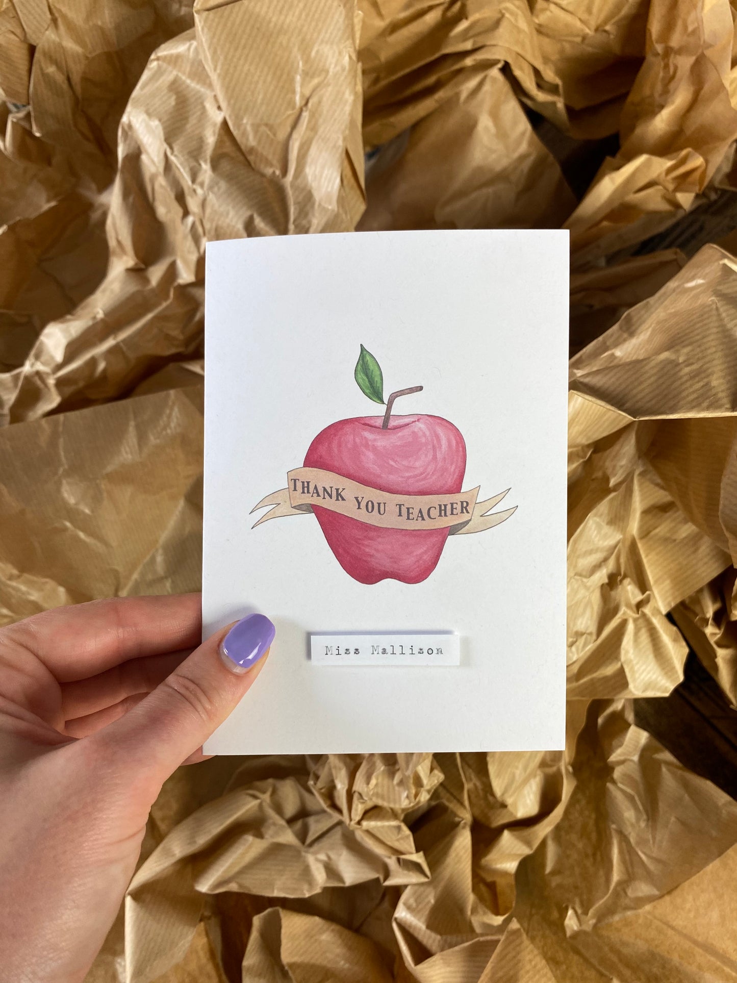 Personalised thank you teacher card