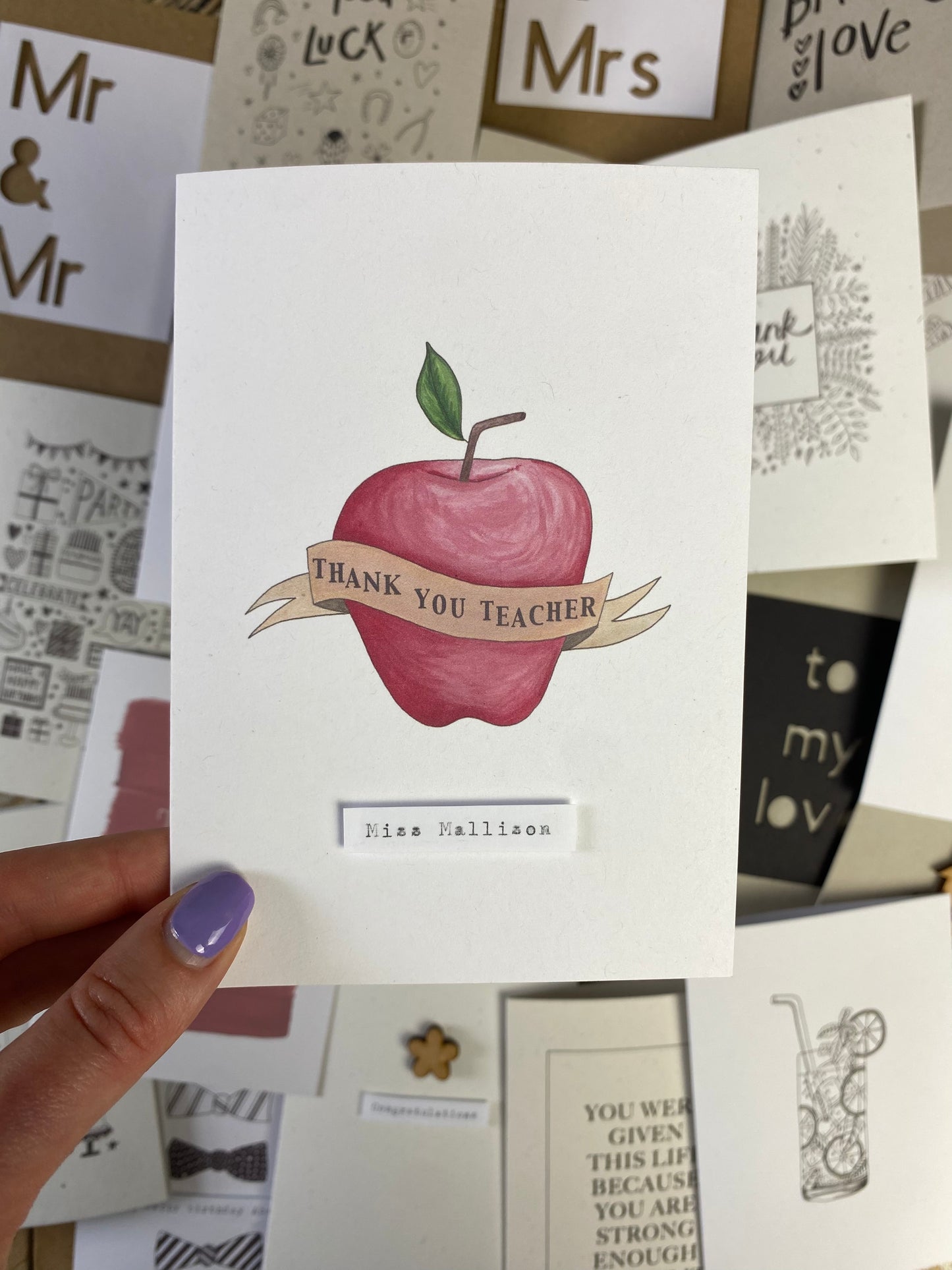 Personalised thank you teacher card